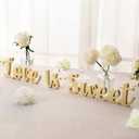 Love Is Sweet Table Decor Hollow Sign Wooden Love Is Sweet Sign for Dessert Table Freestanding Wood Is Wooden Letter Top for Wedding Shelf(Gold)