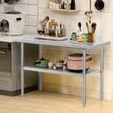 Stainless Steel Table for Prep & Work, 24x48 Inches, Metal Commercial Heavy Duty Table with Adjustable Under Shelf for Restaurant, Home and Hotel