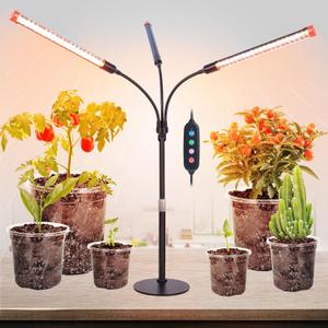 FRGROW 3Head Tabletop Grow Lights for Indoor Plants, Seed Starting, Vegetables, Bonsai, Bright Desk Plant Growing Lamps, 4/8/12/16/20H Timer, 27 Watt Power Draw, NO Need Adapter, 360 Gooseneck