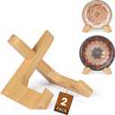 Plate Stand, Bowl Stands for Display, Bamboo Wooden Display Stand Easel Frame Holder for Large Deep Bowls Platters and Dishes (Yellow, 4.5 Inch)