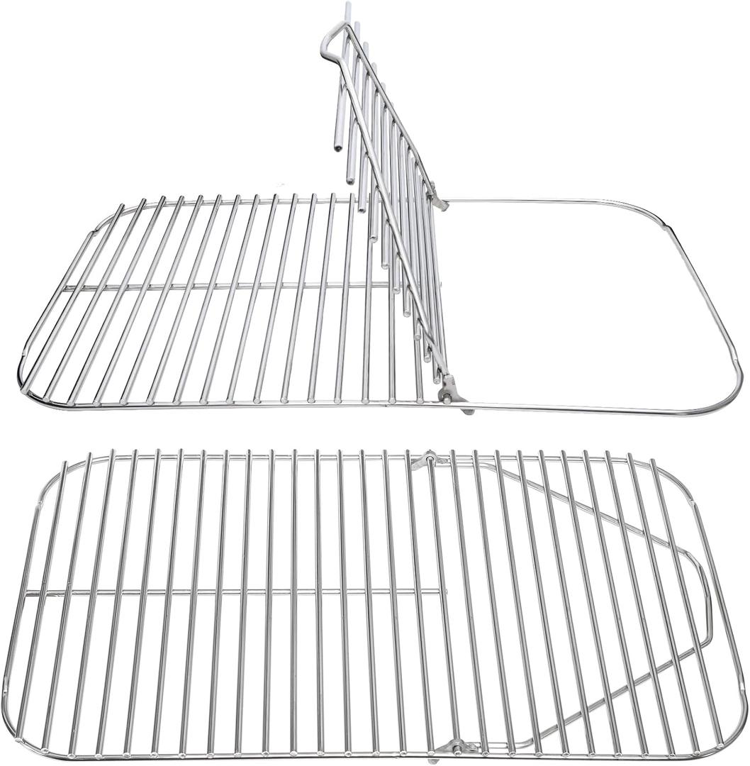 SafBbcue Stainless Steel Hinged Cooking Grid for PK Grill Smoker 300 Series Cooking Grate for PK Grills (1997-2020) BBQ Griddle with Lift Tab 304 Stainless Steel, Compatible with PK99011