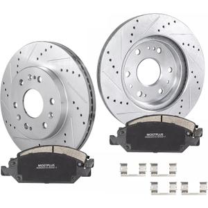 MOSTPLUS 12.99'' Front Drilled Slotted Disc Brake Rotors+Ceramic Brake Pad Compatible for Chevy Tahoe Silverado Suburban GMC Savana Sierra 1500 Yukon XL Cadillac Escalade ESV EXT