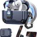 Maxjoy for AirPods Pro 3 Case Cover 2025 with Automatic Lock MagSafe, Compatible with Apple AirPod Pro 3rd Generation (Carbon Dark Blue, AirPods Pro 3 Case Cover 2025)