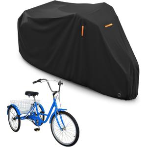 STARTWO Adult Tricycle Electric Trike Cover, Bike Storage Outdoor Waterproof, Windproof Bicycle Protective, Dustproof Bike Covers Black