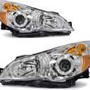 Headlight Assembly for Subaru Legacy 2010 2011 2012 2013 2014/10-14 Outback 4-Dr Sedan Wagon Clear Lens Chrome Housing Amber Reflector Headlamp Replacement PairW/O Bulbs