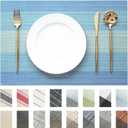 Placemats Set of 12 Vinyl/Plastic Woven Place Mats for Kitchen Table Indoor/Outdoor Washable Placemat Wipeable Dining Table Mats (Ocean Geode,12)
