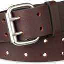 Dickies Men's Double Prong Leather Work Belt Fully Adjustable, Regular & Big and Tall Sizes (Brown, XXL)