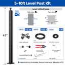 Muzata 5-10FT Modular Black Cable Railing Kit 42 Inch 2 Level Post Kit Complete Set Cable Railing System for Decks Length Adjustable Easy DIY with Paper User Guide (No Handrail) RWS1 BH4L