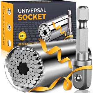 Stocking Stuffers for Adults Men, Gifts for Universal Socket Tools White Elephant Gifts Dad Gifts, Christmas Gifts for Who Have Everything Dad Boyfriend Husband Tools for Cool Gadgets (Silver)