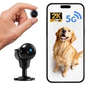 Hidden Camera, 5G WiFi Mini Nanny Cam with Free Cloud, 2K HD Wireless Camera, Supports Offline Recording & Motion Detection & Night Vision for Baby/Pet Monitor/Home Security (Black)