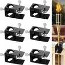 Lnrueg 6 PCS Deck Torch Clamps, Porch Rail Torch Clamp, Backyard Rail Torch Clip, Outdoor Torch Mount Holder, Universal Torch Mounting Bracket for Decks, Railings, Fences, Poles, Tables
