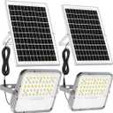 Engrepo Solar Lights Outdoor IP65 Waterproof Outside Solar Powered Security Flood Light with Remote Control 3000LM Auto On/Off Dusk to Dawn Light with 10000mAh for Wall Porch Shed Barn. 2 Pack