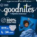 Goodnites Boys' Nighttime Bedwetting Underwear, Size Large (68-95 lbs), 34 Ct (2 Packs of 17)