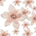 Crowye 36 Pcs 3 Size Christmas Glitter Poinsettia Faux Flowers Christmas Tree Flowers Artificial Poinsettia Ornaments for Xmas New Year Home Outdoor Decoration, 4", 6" and 9" (Rose Gold)