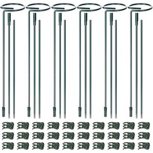 Mwellewm 6 Sets Plant Stakes 12/25/36 Inch Adjustable Plant Support Stakes Tall for Indoor Outdoor Plant Holder Stick Steel Garden Stem Pole Amaryllis Stakes with 30 Clip for Tomato Orchid Lily Flower (Dark Green)