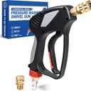 5000 PSI Short Pressure Washer Gun 3/8" Swivel QC & M22-14 Fittings | 10.5 GPM Sturdy Easy Pull Design for Gas Power Washer Compatible with Simpson, Craftsman, Ryobi, Greenworks Car Roof Wash