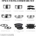 Country Kitchen Cookware Set with Removable Handle, Oven & RV Safe Pots and Pans Set, Stainless Steel, Original