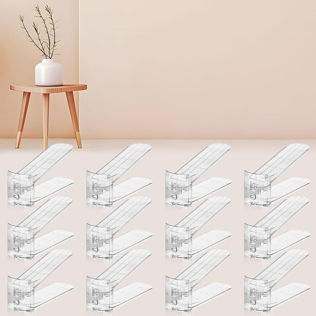 FENRUNXU Shoe Slots Organizer for Closet,12PACK Shoe Stacker Shoe Rack Organizer for Closet Space Saver Storage Shoe Holder Organization(Transparent)