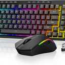 Redragon S156 Wireless Keyboard and Mouse with Tri-Mode, Mechanical Feel Keyboard and 4800 DPI 61G Ultra-Light Gaming Mouse, RGB Backlit, 4 Macro Keys, Long Battery Life for PC, Mac, Ideal for Gamer
