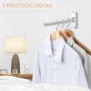Mooche Swing Clothes Hanger Rack, Garment Racks Folding Clothes Bar Wall Mounted, 180°Rotation Laundry Drying Rack 304 Stainless Steel Space Saving for Laundry Room Bedroom Balcony, 9.45" Long