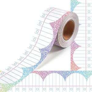5 x VABAMNA 50 Feet Composition Notebook Bulletin Board Border, Colorful Composition Paper Bulletin Border Trim for Back to School Classroom Preschool Kindergarden Home Office Party Wall & Door Decor