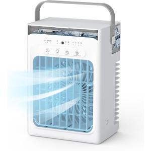Portable Air Conditioners, 4-Speed Mini Air Conditioner, 3-in-1 Personal Cooling Fan, Small AC Unit With 1000ml Water Tank, 2/4/6H Timer, USB Powered (5V 2A Adapter Included) for Bedroom Office Desk