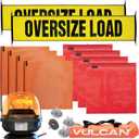 VULCAN Wide Load Marking Kit And Beacon Bundle | Includes 2 Stretch Cord Oversize Load Banners, 4 Magnets, 4 Red Flags, 4 Orange Flags, High-Viz Vented Storage Bag, and 1 Amber Remote Control Beacon