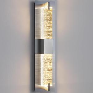 WOSHITU LED Wall Sconce Light: 19 Inch Nickel Modern Sconces Wall Lighting 3000K Dimmable Crystal Wall Lamps Indoor Bathroom Sconce Wall Mount Light Fixtures for Living Room/Bedroom/Hallway