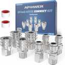 Pressure Washer Quick Connect Kit, 3/8" Male Female Quick Disconnect Kit for Power Washer, 3/8 Inch Hose Fittings Adapter Set, Stainless Steel, 8 Pcs