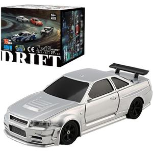 1/43 RC Drift Car with Gyro Mini Drift RC Car 4WD Remote Control Sport Vehicle with Drifting and Racing Tires ESP Gyroscope Proportional Throttle Steering Indoor Hobby Toy RTR for Adult
