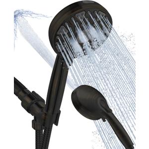 High Pressure Shower head with Handheld 7 Modes, Built-in Power Wash to Clear Tub. Tile &Pets, 5 High Flow Hand Held Rain Showerhead with Stainless Steel Hose and Adjustable Bracket-Oil Rubbed Bronze
