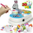 Engfa Easter Eggs Decorations Kit, Egg Decorator Spinner Easter Bunny Toy, Coloring Machine with 12 Dying Markers 30 Plastic Eggs and Slings, Easter Gift Sets for Kids Boys Girls Party