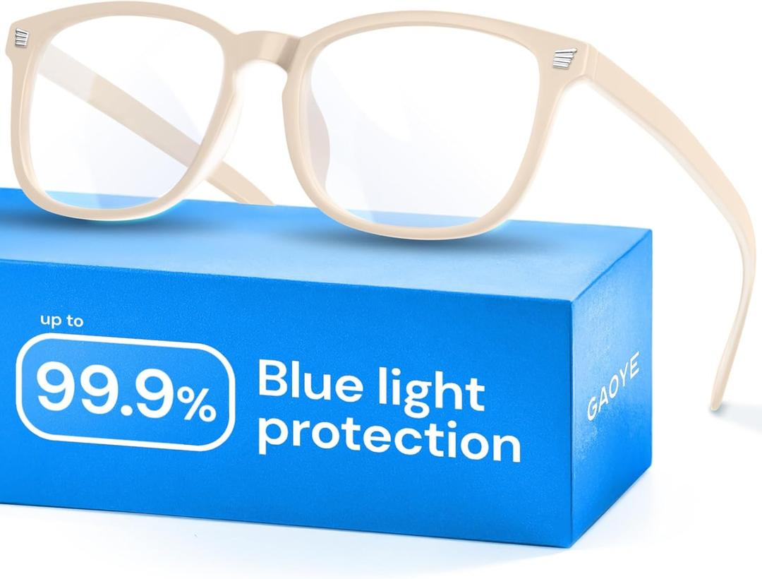 Gaoye Blue Light Glasses for Computer & Gaming - Anti UV Ray Lenses, Scratch-Resistant & Comfort Fit (Medium)
