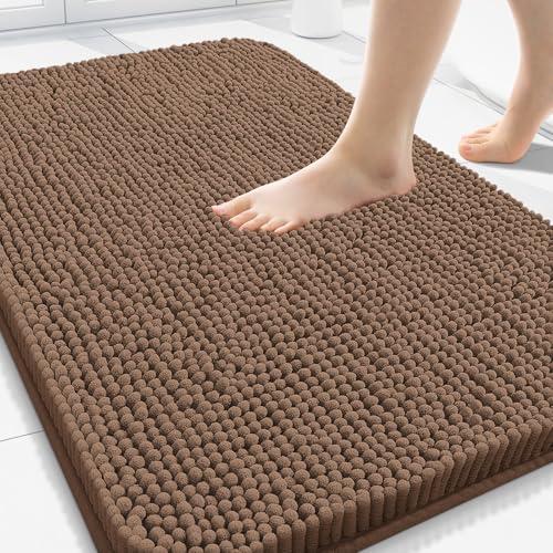 Arotive Bathroom Rugs 30x20, Extra Soft Absorbent Shaggy Chenille Bath Rugs, Machine Washable Rubber Backing Non-Slip Bath Mats for Bathroom Floor Tub and Shower, Home Decor Accessories, Mocha
