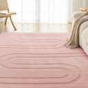 Amazon Basics Indoor Area Rugs, Soft-Touch Washable Home Decor Carpet for Living Room Bedroom, 9' L × 6' W, Modern Pink