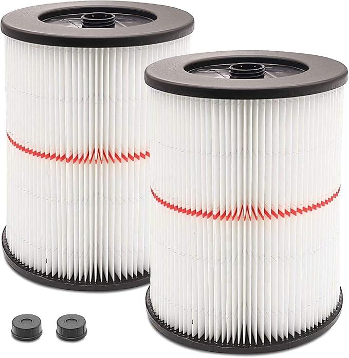 2 Pack  Cartridge Filter for Craftsman 917816 17816 Vacuum Filter General Purpose Wet Dry Air Filter Wet Dry Vac fit 5 Gallon and Larger Vacuum Cleaner