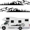 2PCS Vinyl Car Stickers Mountain Tree Forest Decor Decal Car Body Stickers and Decals Vinyl Graphic for Car SUV RV Camper Trailer (Black-190cm)