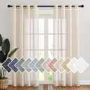 NICETOWN Semi Sheer Beige Curtains 84 inches Long, Grommet Retro Linen Curtains Window Treatments Vertical Drapes Privacy with Light Filter for Living Room, W52 x L84, 2 Panels