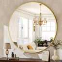 HARRITPURE Round Mirror 30 Gold Wall Mounted Circle Mirrors Vanity Mirror with Brushed Aluminum Alloy Frame Modern Decoration for Bathroom, Living Room, Vanity, Bedroom, Entryway