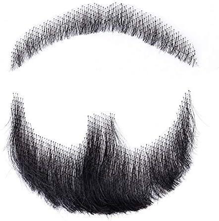 CliCling Human Hair Fake Face Beard and Mustache Black Costume Beard for Adults Men Realistic Makeup Lace Invisible False Beards