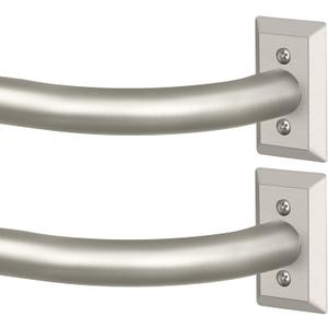 TVWOO Nickel Wrap Around Curtain Rods 2Pack:Blackout Adjustable Window Curtain Rod,Room Darkening Heavy Duty Curved French Metal Single Drapery Rods for Bedroom Kitchen Easy Install,Nickel 28-48 Inch
