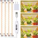 LED Grow Light Strips for Indoor Plants Full Spectrum 3500K, 192 LEDs Plant Light Bar with 3/9/12H Timer, 10 Dimmable Levels for Seedling Succulent, 13 Inches, 4 Head (4 Strip)