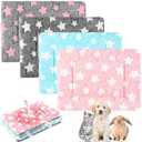 Haull 4 Pcs Waterproof Guinea Pig Bedding Winter Guinea Pig Bed Plush Cage Liners Soft Dog Cat Mat Reversible Winter Cozy Animal Pee Pad Hamster Bed Mat for Bunny(Cute Star,13 x 18.5 Inch)