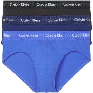 Calvin Klein Men's Cotton Stretch 3-Pack Brief (Large, Black/Blue/Cobalt)