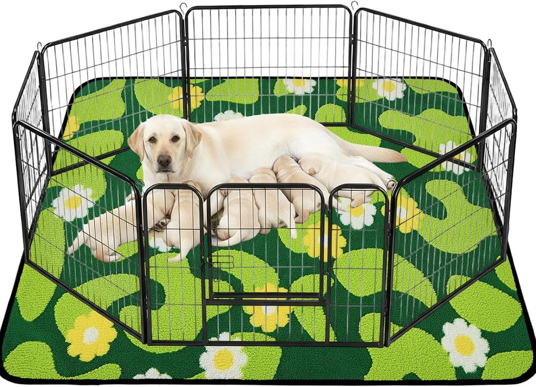 Qeils Reusable Puppy Pads for Small Dogs, Washable Pee Pads with Non-Slip , Absorbent Leakproof Mat for Crates, Playpens, Pet Beds & Whelping, Indoor Potty Training Grass Green, 48"x48", 1 Pack