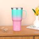 Yoelike 32OZ Tumbler With Handle, Stainless Steel Vacuum Insulated Coffee Mug Cup for Travel, Home, Office, Indoor and Outdoor, Dishwasher Safe - Keep Cold 24hrs And Hot 12hrs(Bubble Gum)