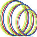 Syhood 12 Pcs Toy Color Hoop Plastic Detachable Adjustable Hoop Light Weight Exercise Fitness Equipment Toy Waist Ring for Adult Party, 3 Sizes(Green, Pink, Yellow, Dark Blue)