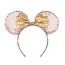 A Miaow Sequin Black Mouse Ears Headband MM Glitter Hair Clasp Adults Women Butterfly Hair Hoop Birthday Party Holiday Park Photo Supply (Champagne and Golden)