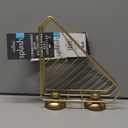 Splash Home Corner Basket with Suction Cups, Gold ( 3.3"H x  8.6"W x 10"L)