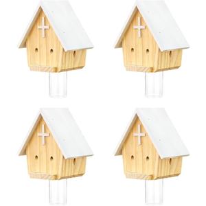 GAW Nature Wood Church Style Carpenter Bee Traps for Outdoors, 4 Pack Best Wooden Bee Trap for Outside (4 PCS)